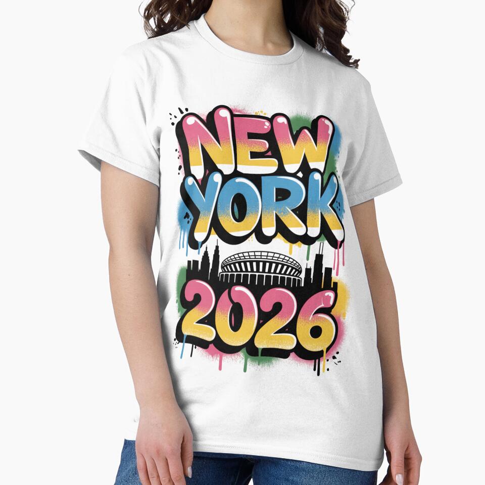 New York 2026 MetLife Stadium Skyline T-Shirt V7 by DarylWelsh2024