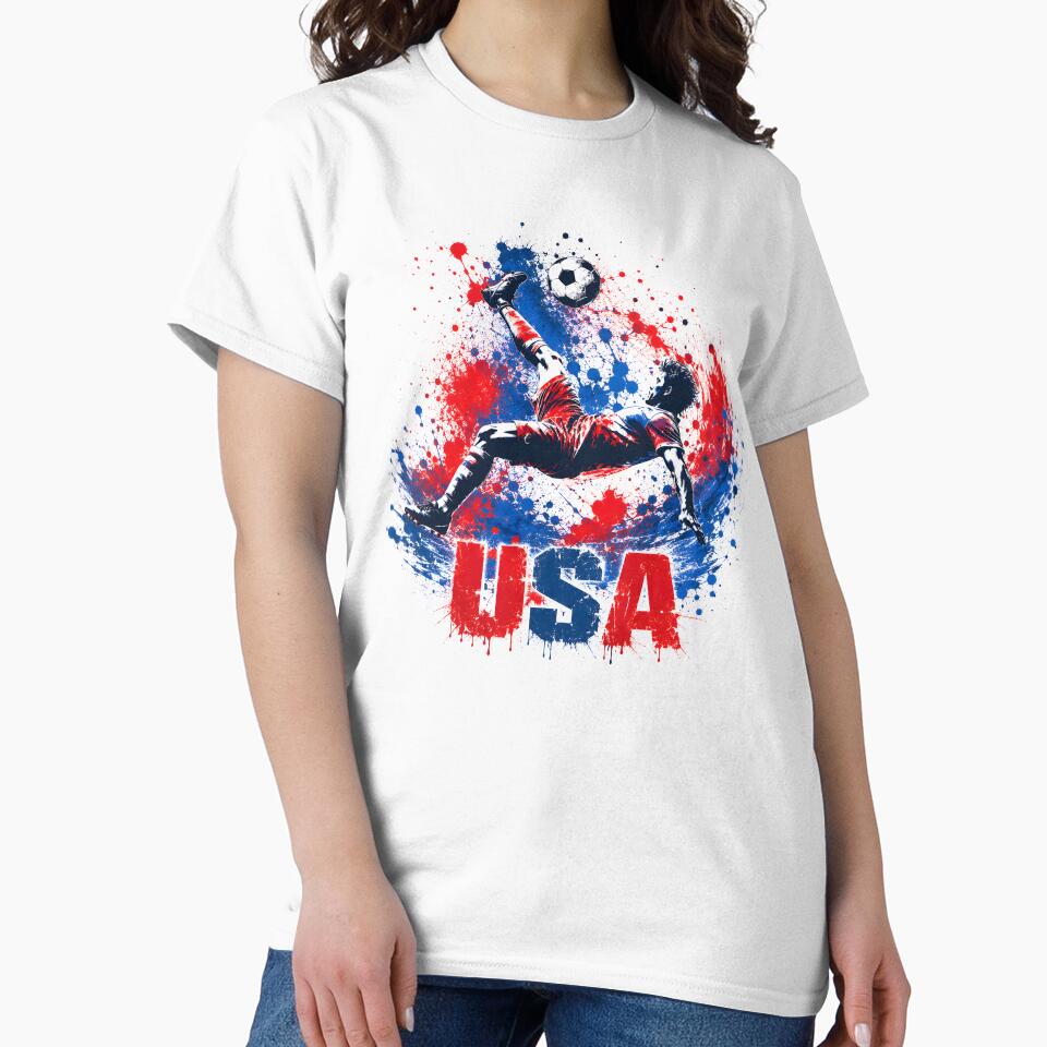 USA Soccer Fan T-Shirt | red and blue Football Pride Tee | USa Fan Gift 2026 by 3ac-Arts
