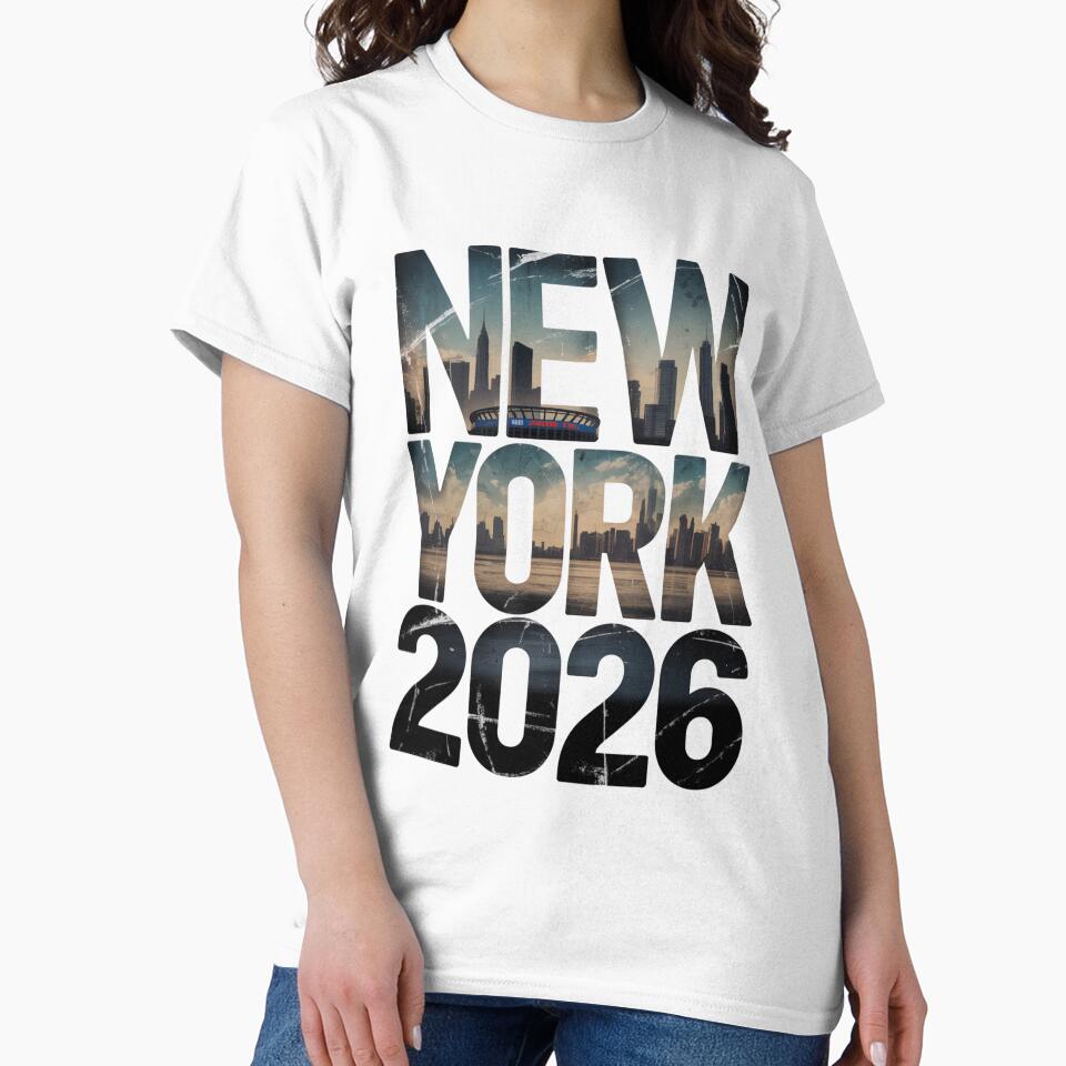 New York 2026 MetLife Stadium Skyline T-Shirt V9 by DarylWelsh2024