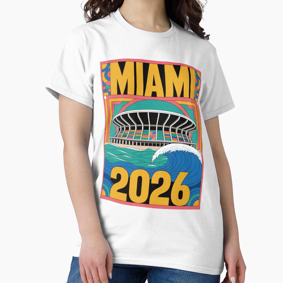 Miami 2026 Ocean Wave Football T-Shirt V18 by DarylWelsh2024