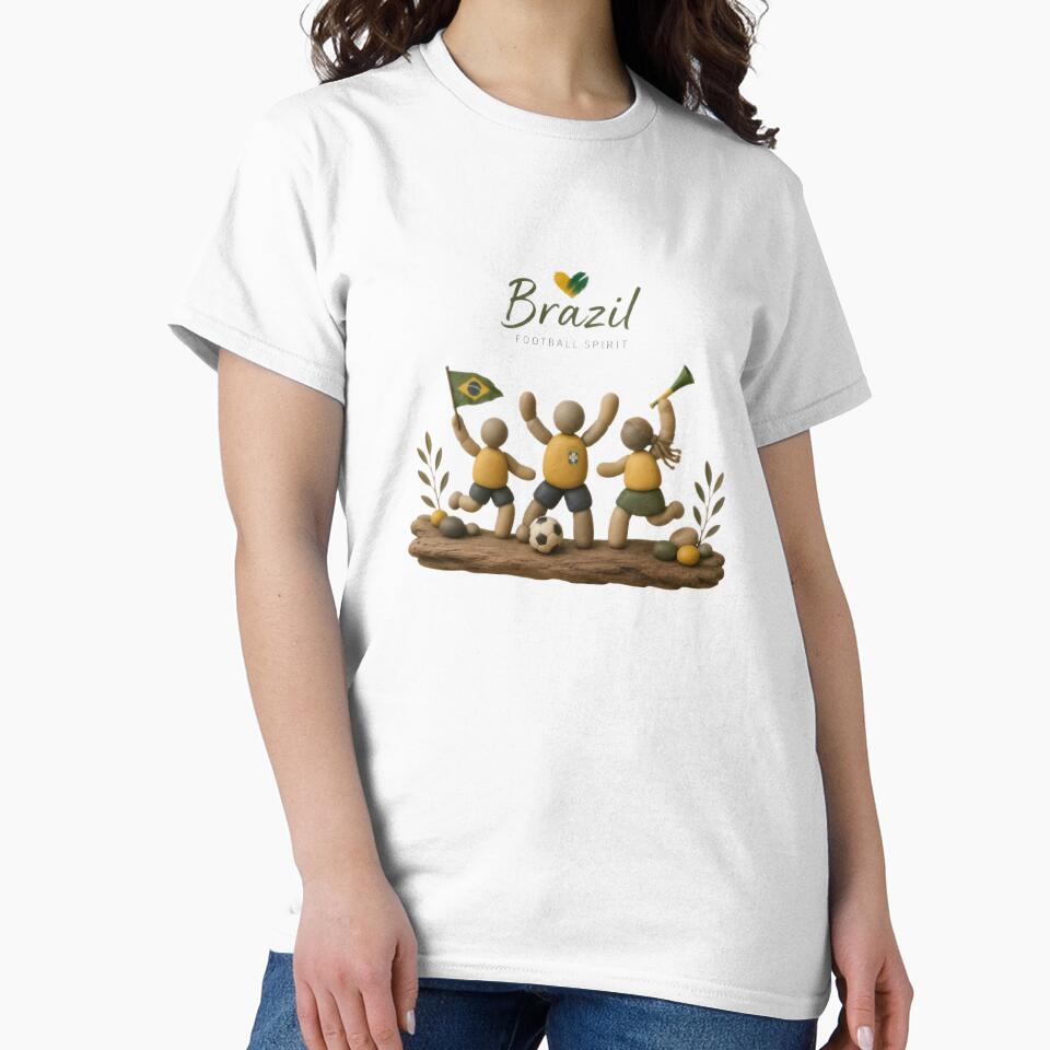 Brazil Football Spirit Pebble Art Shirt | Brazil Soccer Fan Gift | Brazilian Football Passion Tee | World Cup Inspired Sports Design by PebbleMood