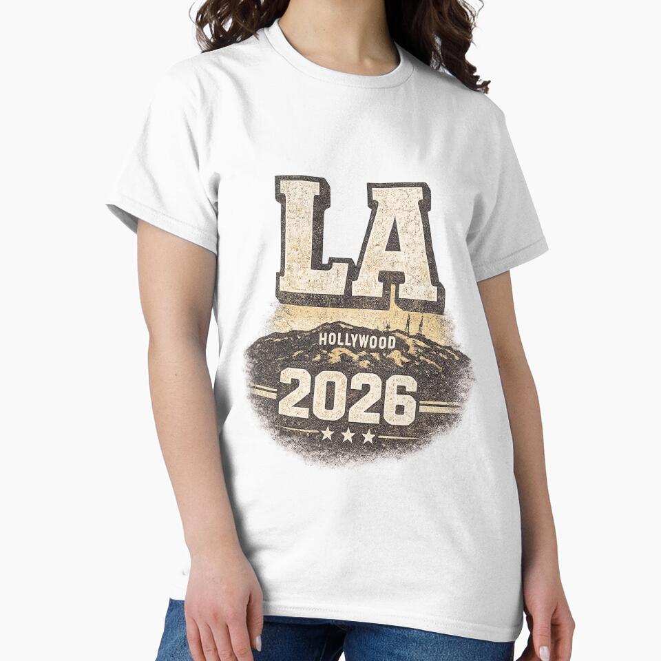 LA 2026 Retro Hollywood Football Tee by ArthUpscale