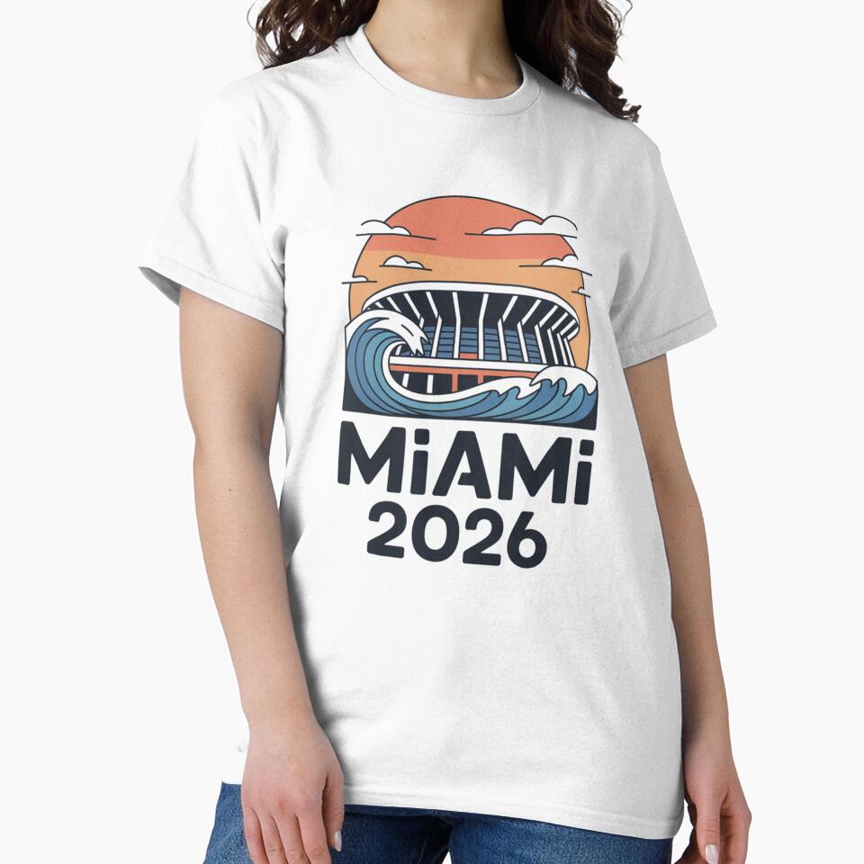Miami 2026 Ocean Wave Football T-Shirt V10 by DarylWelsh2024