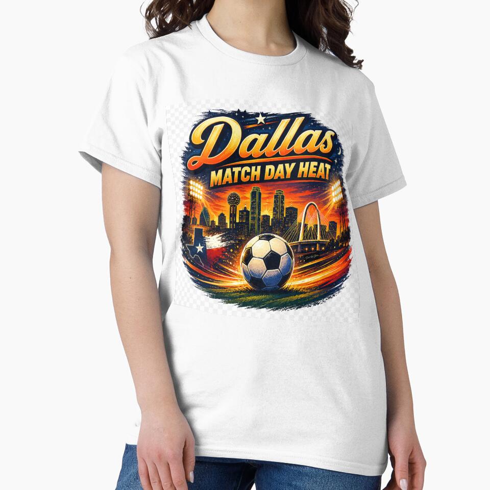 Dallas Match Day Heat – Retro Texas Soccer Fan Design by MySheetMusicArt