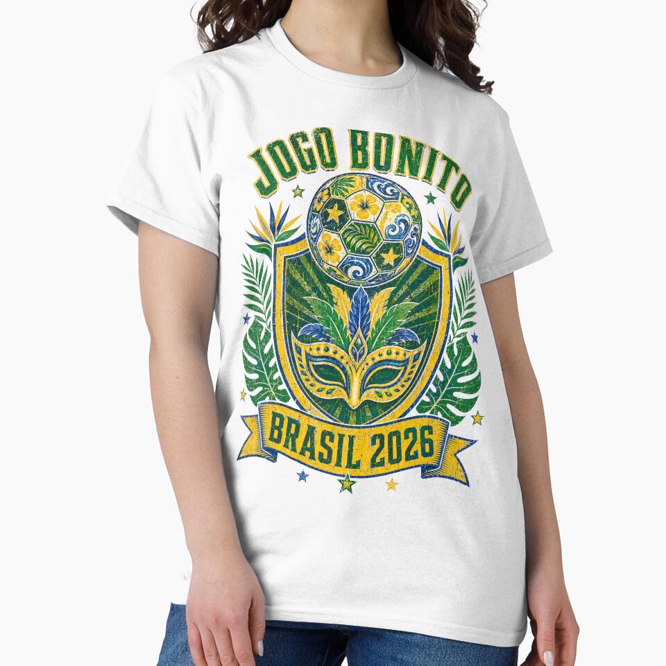 Jogo Bonito Brasil 2026 World Cup Soccer T-Shirt by KickoffStudio