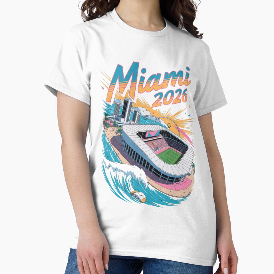 Miami 2026 Ocean Wave Football T-Shirt V7 by DarylWelsh2024