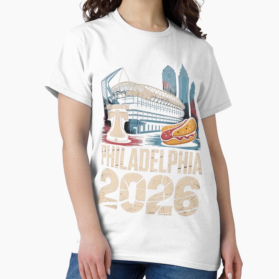Philadelphia 2026 Liberty Bell Stadium Cheesesteak T-Shirt V1 by DarylWelsh2024