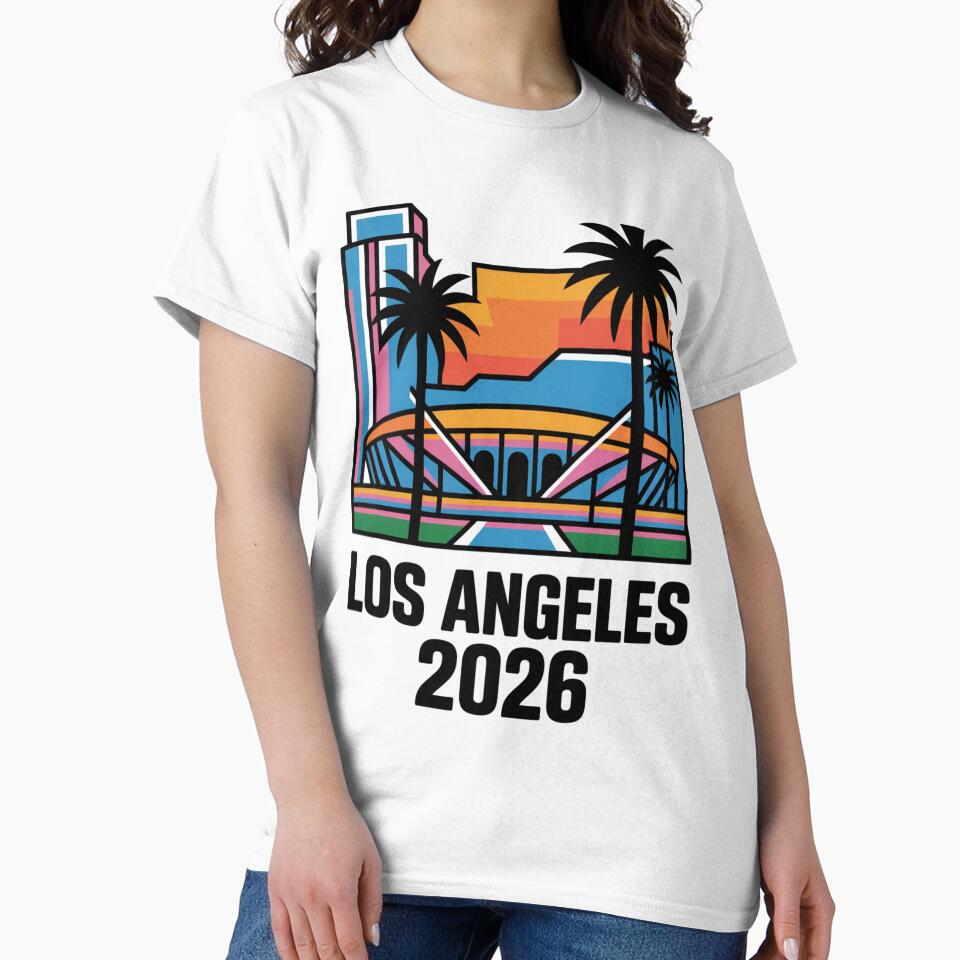Los Angeles 2026 Palm Tree Sunset T-Shirt V8 by DarylWelsh2024