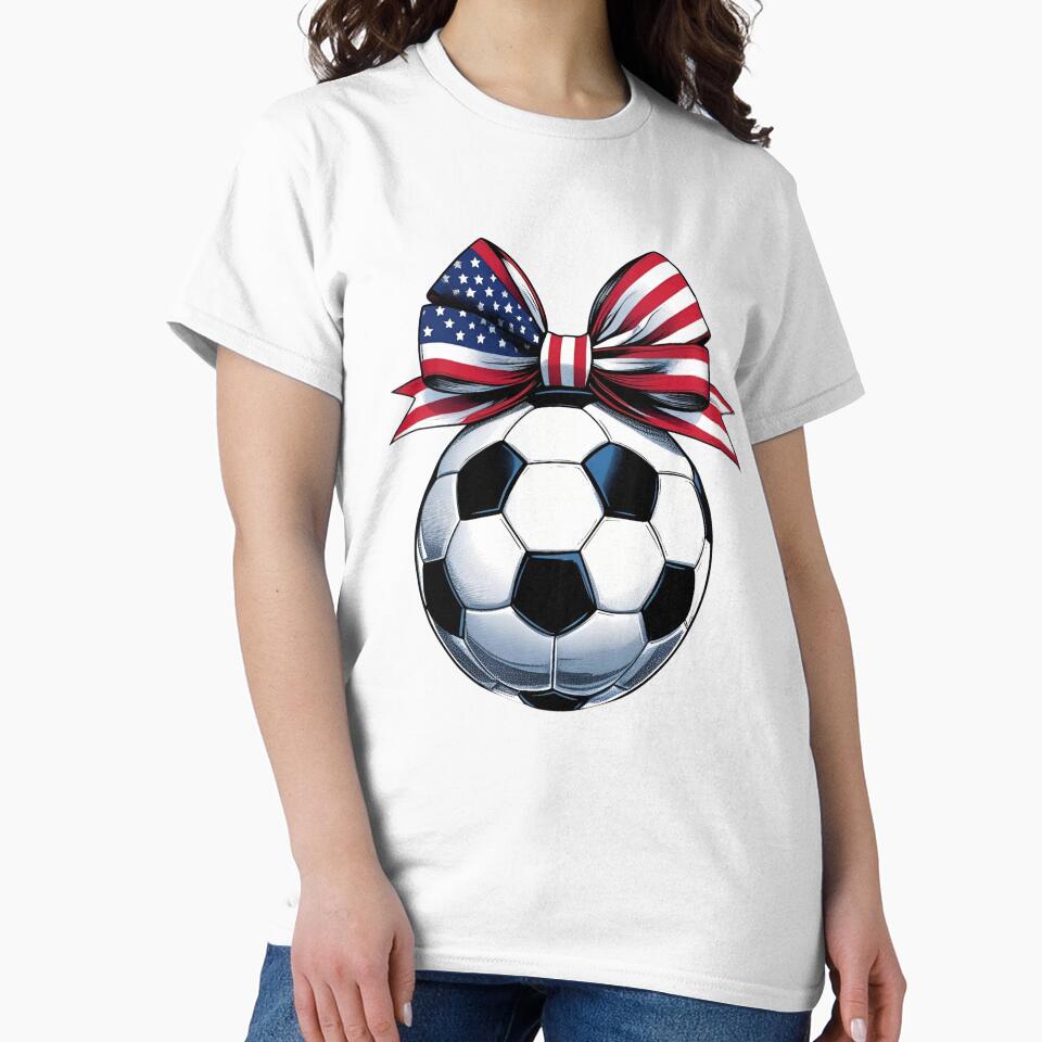 Patriotic Soccer Ball with American Flag Bow – USA Soccer Fan Coquette Bow by gillys