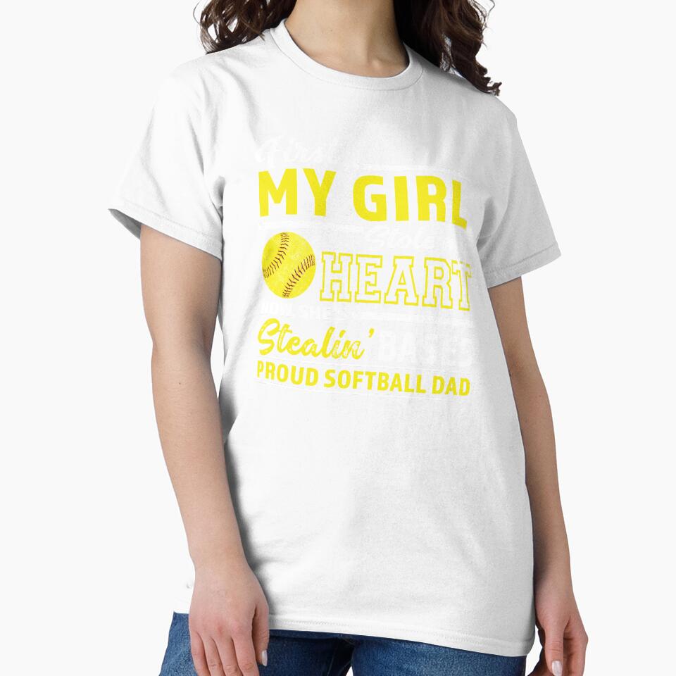 Mens First My Girl Stole Heart Now Stealin' Bases Softball Dad graphic by nikkidawn74