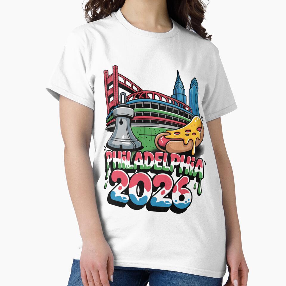 Philadelphia 2026 Liberty Bell Stadium Cheesesteak T-Shirt V18 by DarylWelsh2024