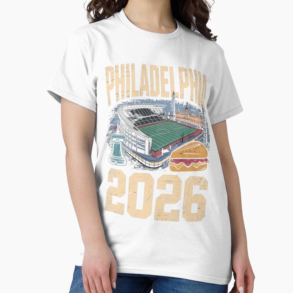 Philadelphia 2026 Liberty Bell Stadium Cheesesteak T-Shirt V19 by DarylWelsh2024