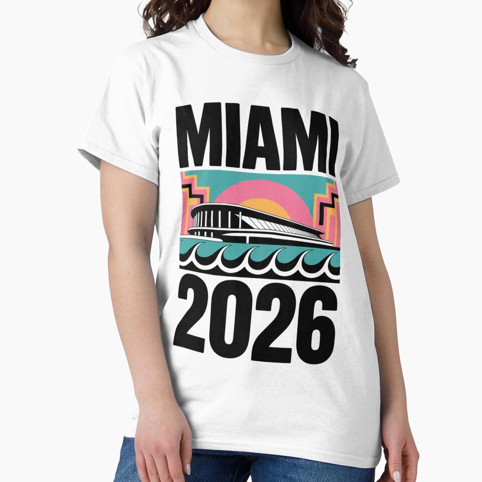 Miami 2026 Ocean Wave Football T-Shirt V22 by DarylWelsh2024