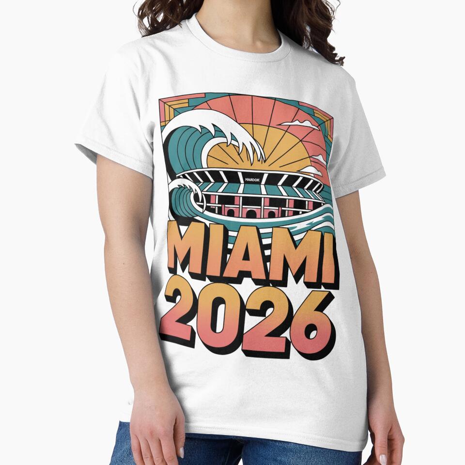 Miami 2026 Ocean Wave Football T-Shirt V20 by DarylWelsh2024