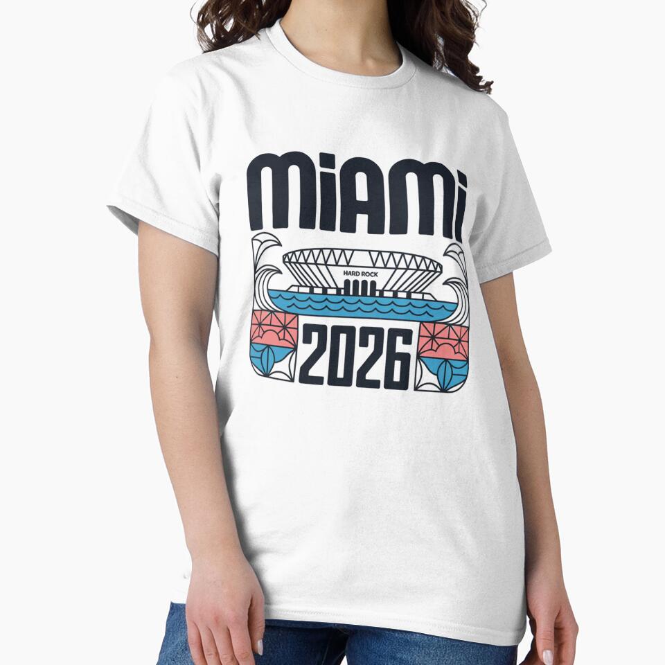 Miami 2026 Ocean Wave Football T-Shirt V9 by DarylWelsh2024