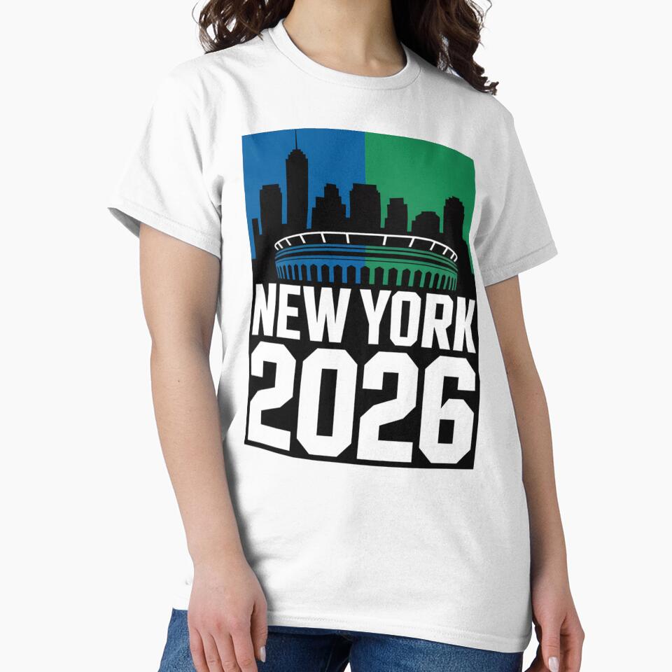 New York 2026 MetLife Stadium Skyline T-Shirt V2 by DarylWelsh2024