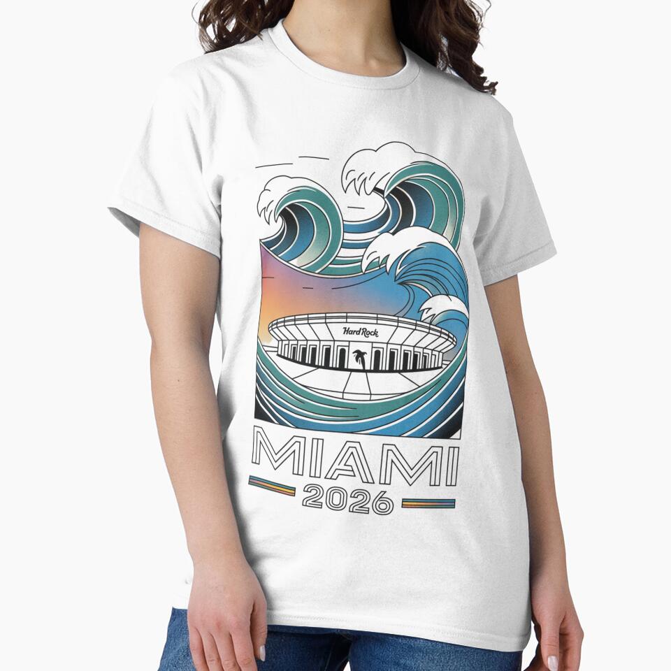 Miami 2026 Ocean Wave Football T-Shirt V11 by DarylWelsh2024