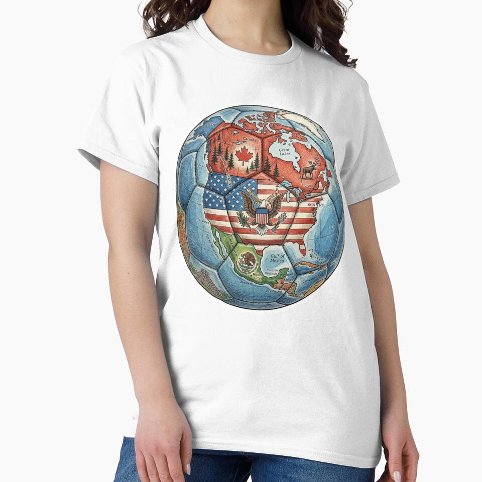 North America Map Soccer Ball – Canada USA Mexico Football Design by droidtech