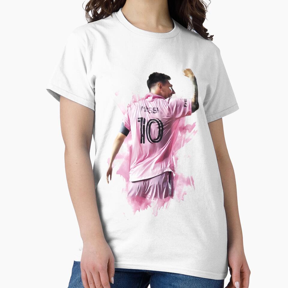 Messi Inter Miami Celebration Art – Football Legend in Pink Jersey by robyclub