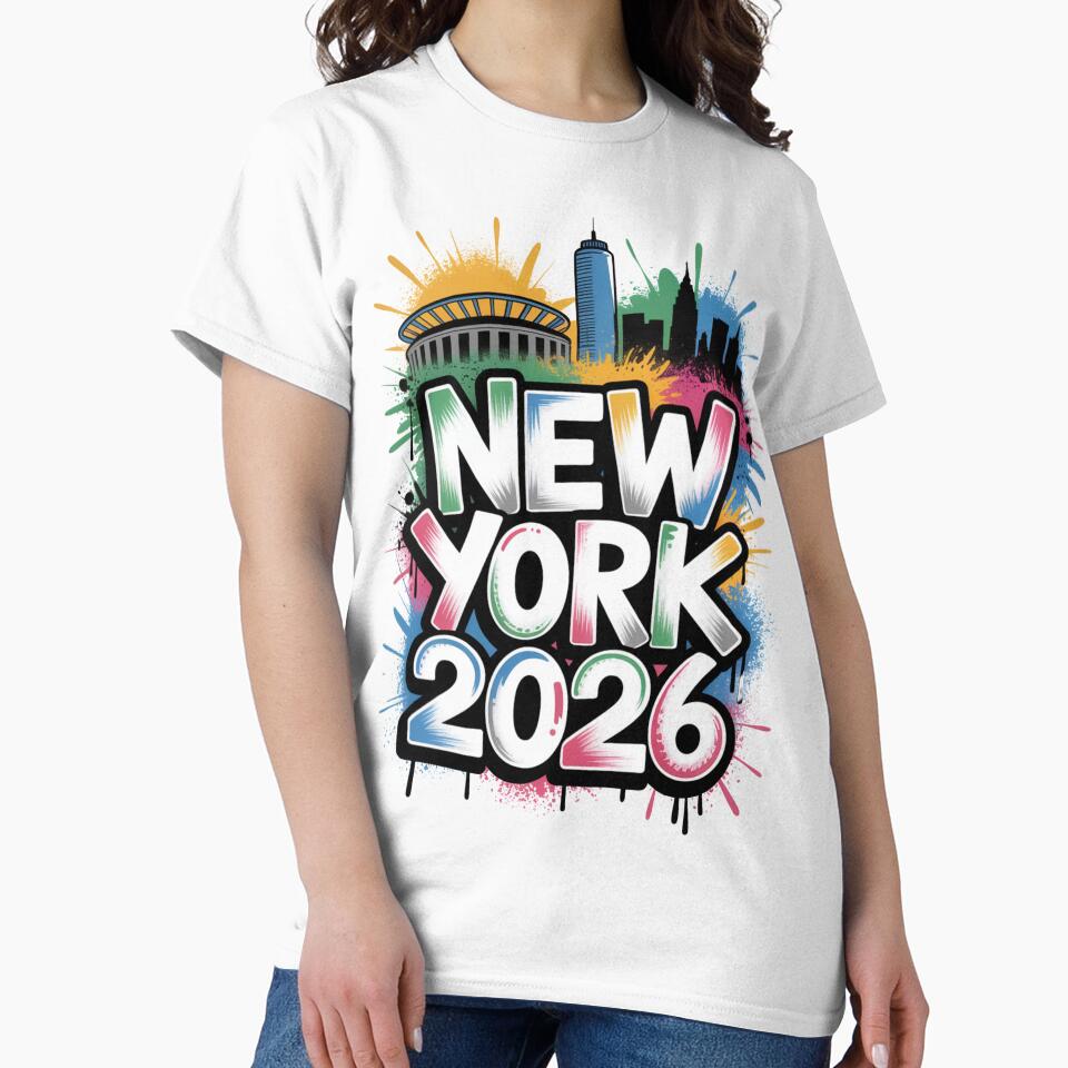 New York 2026 MetLife Stadium Skyline T-Shirt V5 by DarylWelsh2024