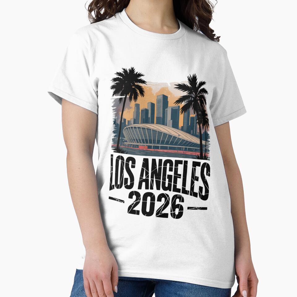Los Angeles 2026 Palm Tree Sunset T-Shirt V6 by DarylWelsh2024