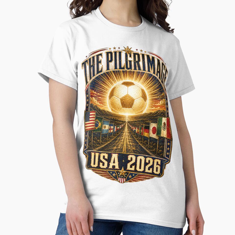 The Pilgrimage World Cup 2026 Soccer T-Shirt by KickoffStudio
