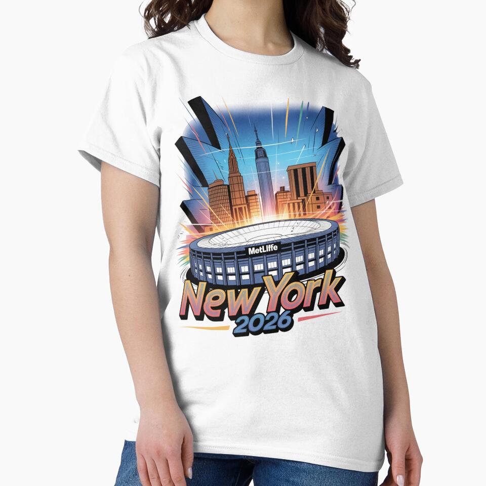 New York 2026 MetLife Stadium Skyline T-Shirt V12 by DarylWelsh2024
