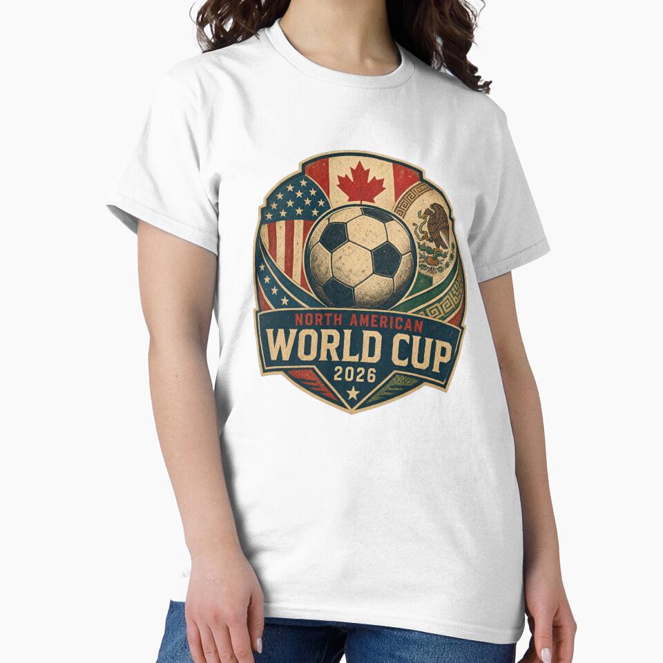 Vintage 2026 World Cup North America Football Emblem Tee by Ahmed Nedji