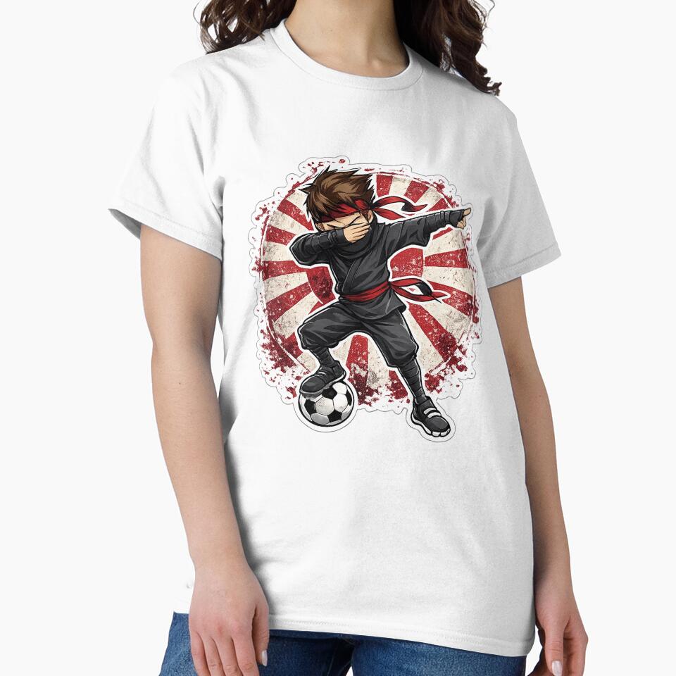 Dabbing Ninja Soccer Vintage Japan Flag by QuiteOrbit