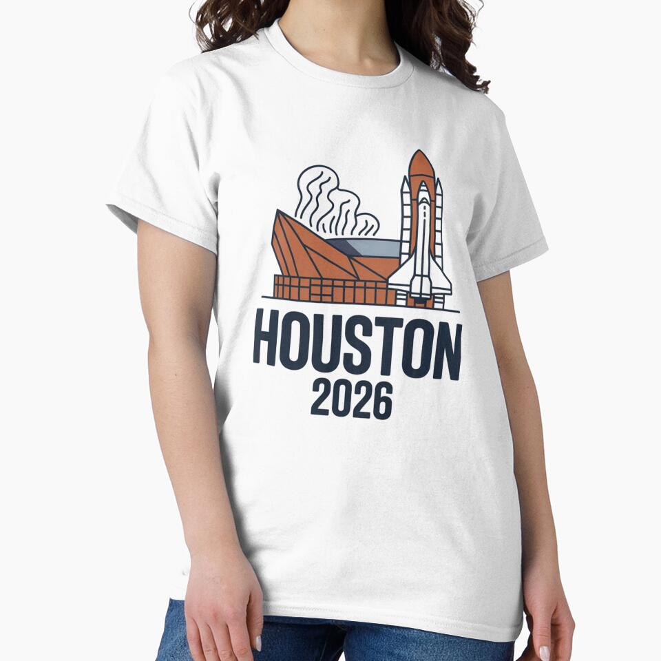 Houston 2026 Space Shuttle Football T-Shirt V13 by DarylWelsh2024