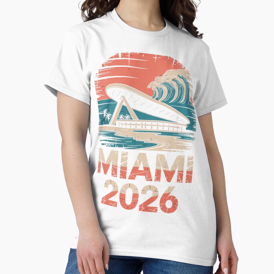 Miami 2026 Ocean Wave Football T-Shirt V15 by DarylWelsh2024
