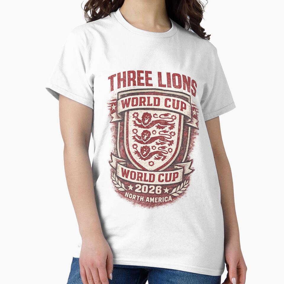 Three Lions World Cup 2026 Retro England Tee by ArthUpscale