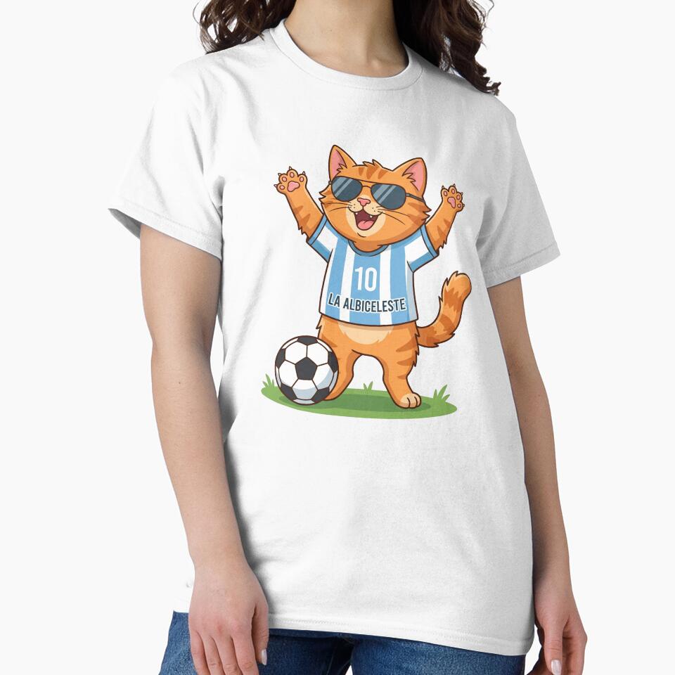 Argentina Soccer Cat Goal Celebration — Albiceleste Cartoon by David Mateo ArtWorks