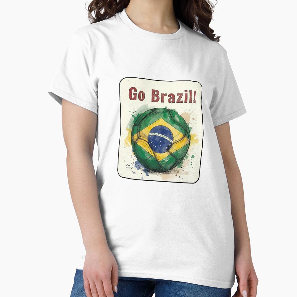 Go Brazil Soccer Ball Flag | Brazilian Football Fan Graphic Tee by PryntedLabs