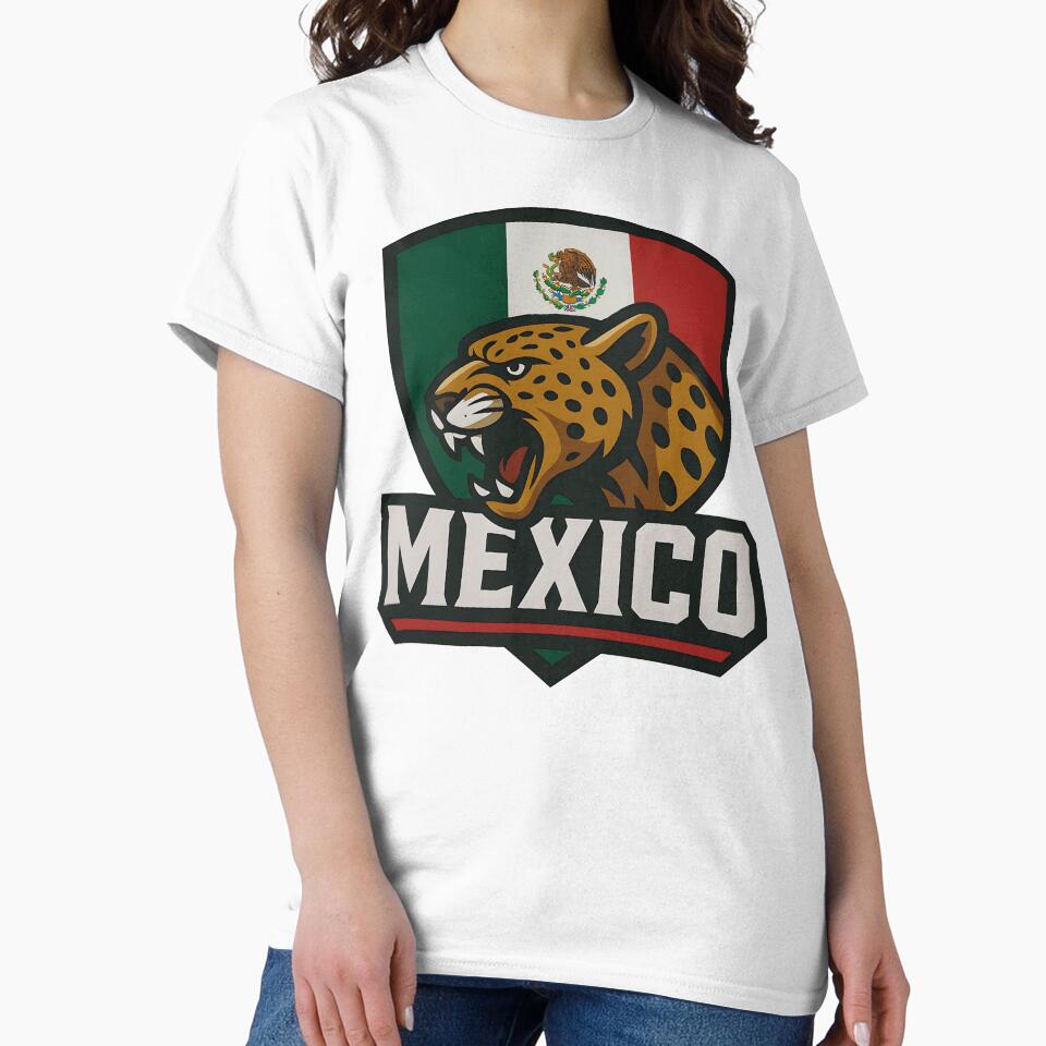 Mexico Jaguar Sports Logo T-Shirt – Mexican Flag Emblem | 2026 World Cup Fan by legendaryskins