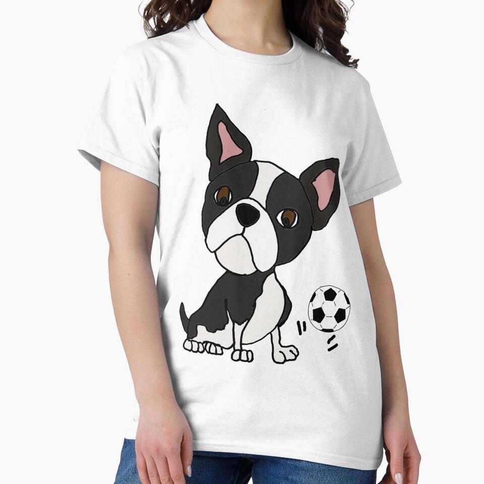 Funny Boston Terrier Dog Playing Soccer by Nature's Fancy