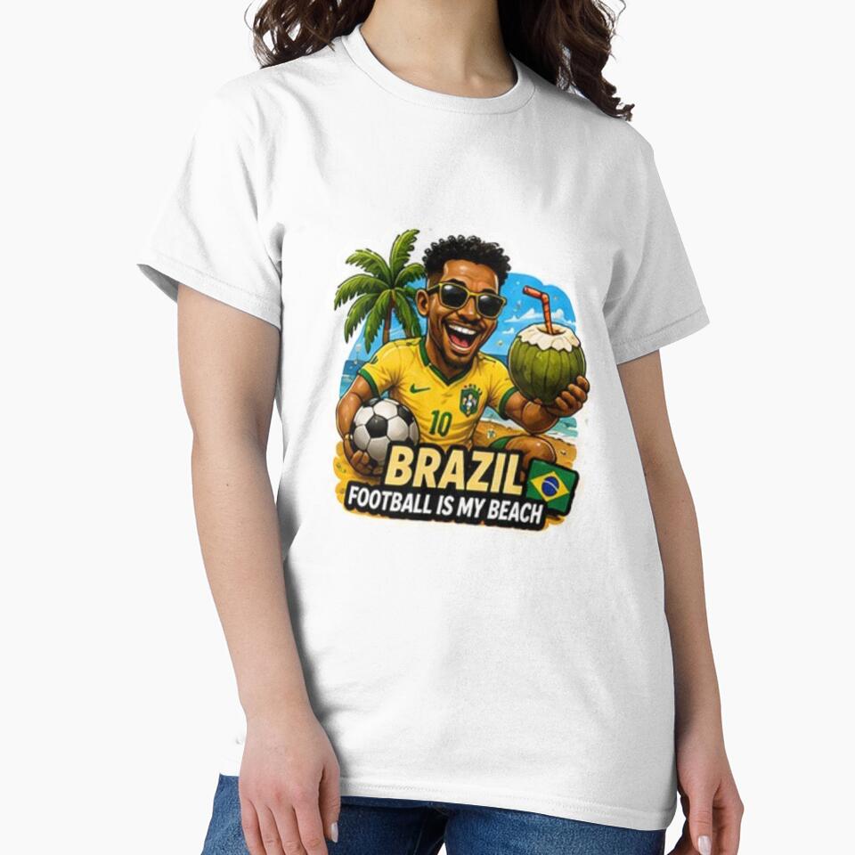 Brazil 2026 Cartoon Football Fan Design by Pixanova