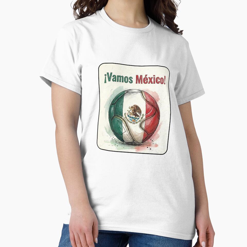 Vamos Mexico Soccer Ball Flag | Mexican Football Fan Graphic Tee by PryntedLabs