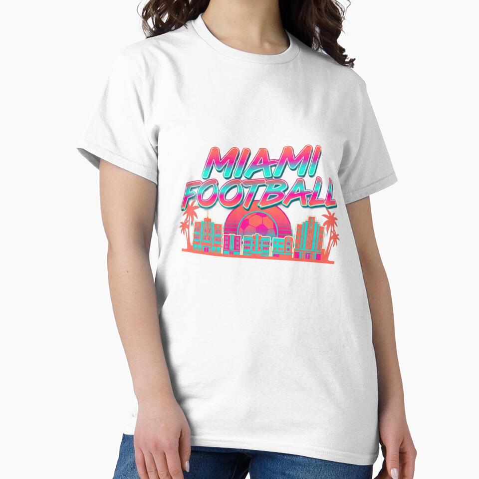 Miami Football Retro 80s Synthwave Soccer Skyline by Lulustarfox
