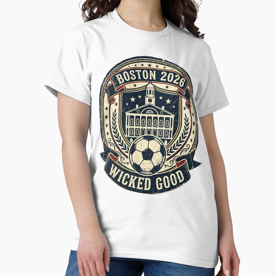 Boston 2026 World Cup Host City Vintage Football Badge — Wicked Good Soccer Crest by BrickByDream