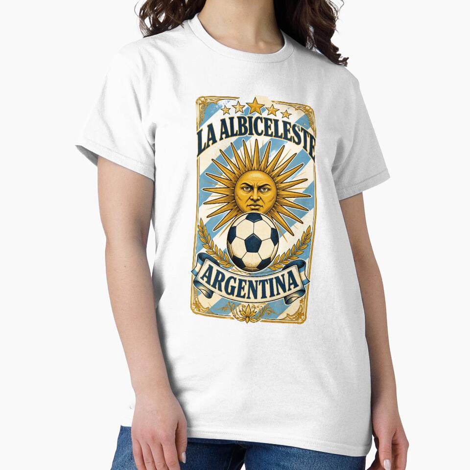 Argentina Soccer Sun - La Albiceleste Vintage  Champions Football Fan T-Shirt by 18-30