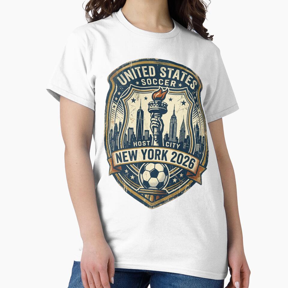 New York 2026 World Cup Host City Vintage Football Badge — Statue of Liberty Soccer Crest by BrickByDream