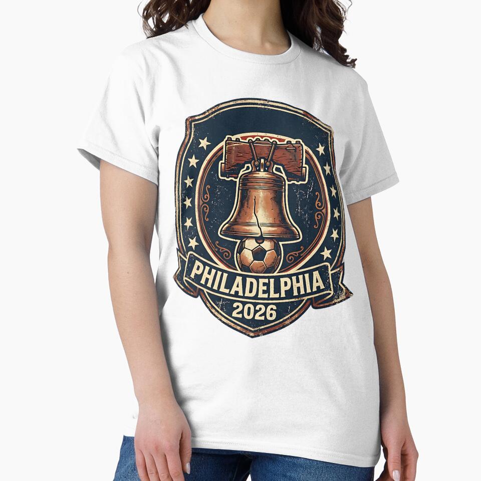 Philadelphia 2026 World Cup Host City Vintage Football Badge — Liberty Bell Soccer Crest by BrickByDream