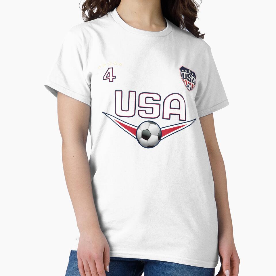 USA Soccer T shirt with Number 4 by fermo