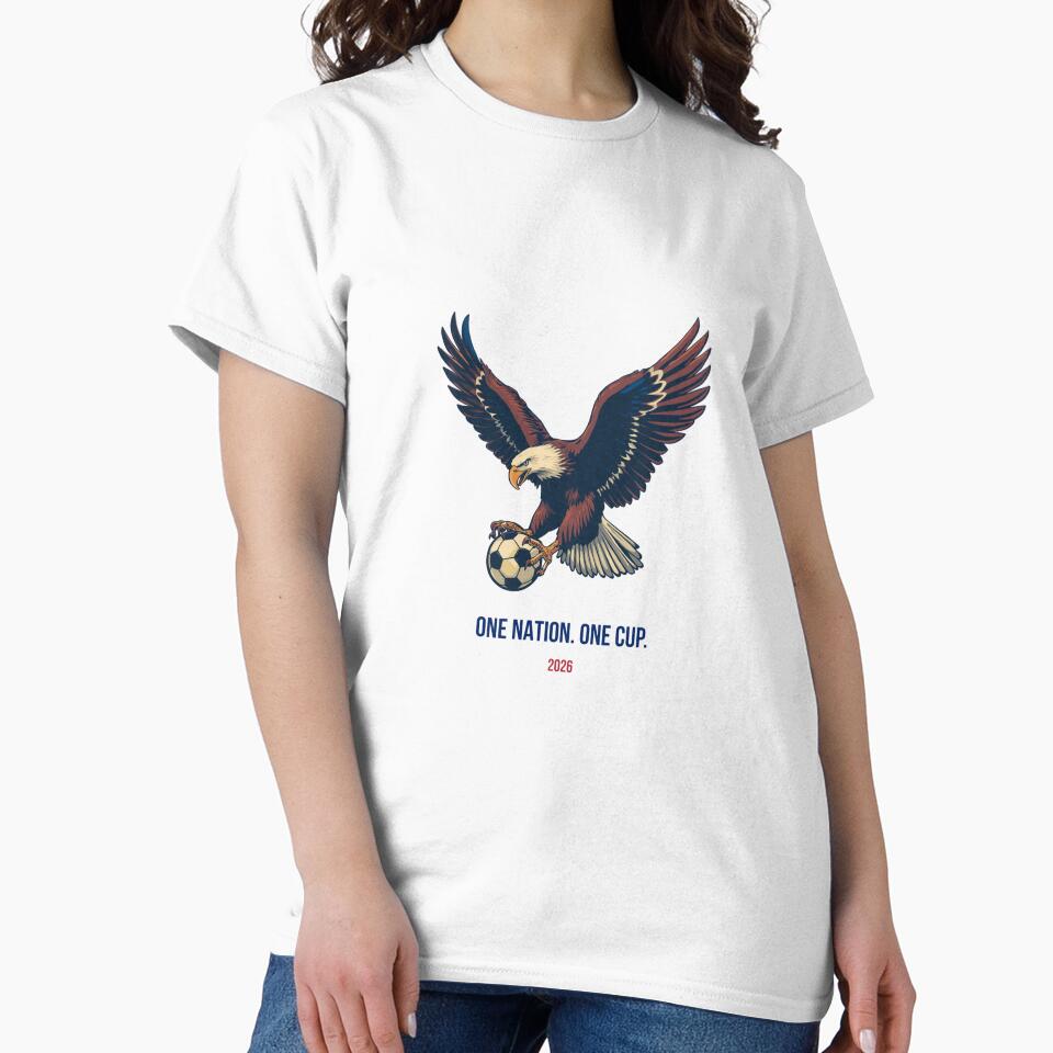 USA World Cup 2026 Bald Eagle Soccer T-Shirt One Nation One Cup by FanNationTees