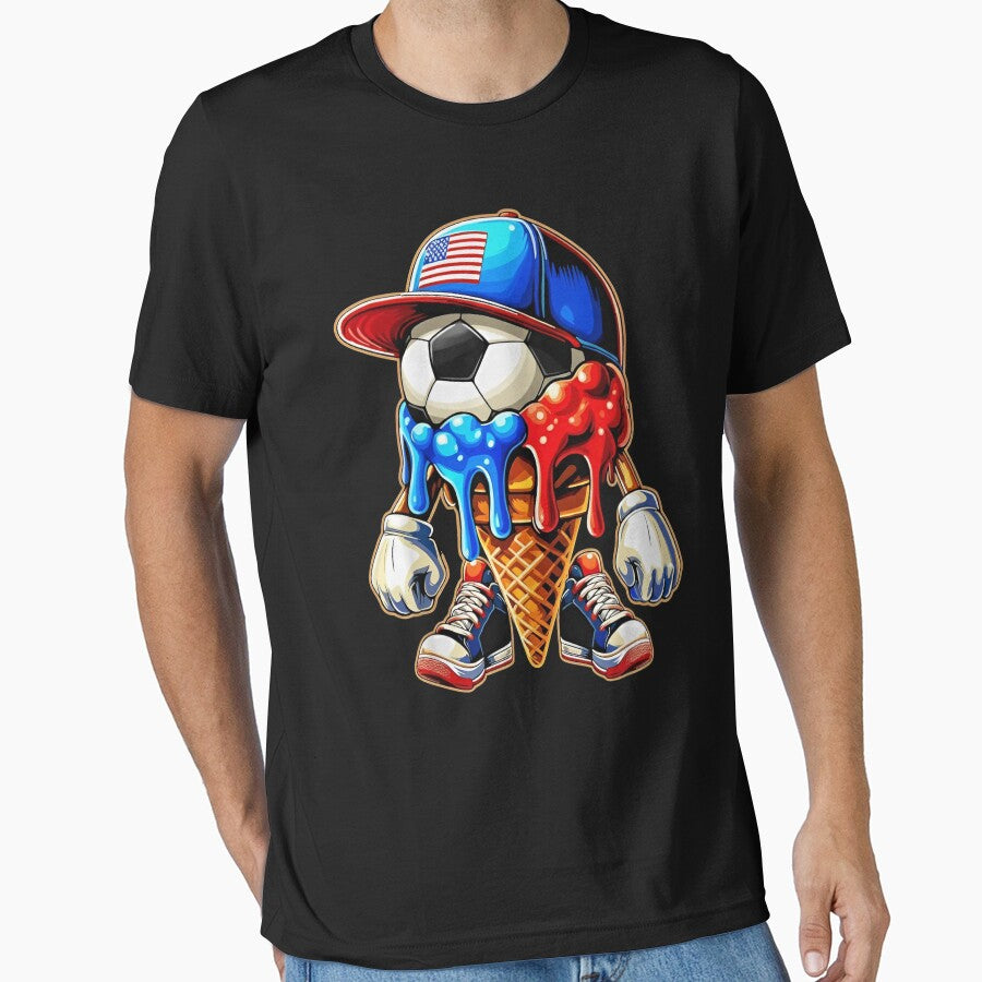 USA Soccer Ice Cream Cone Drip T-Shirt by LarryMBrown