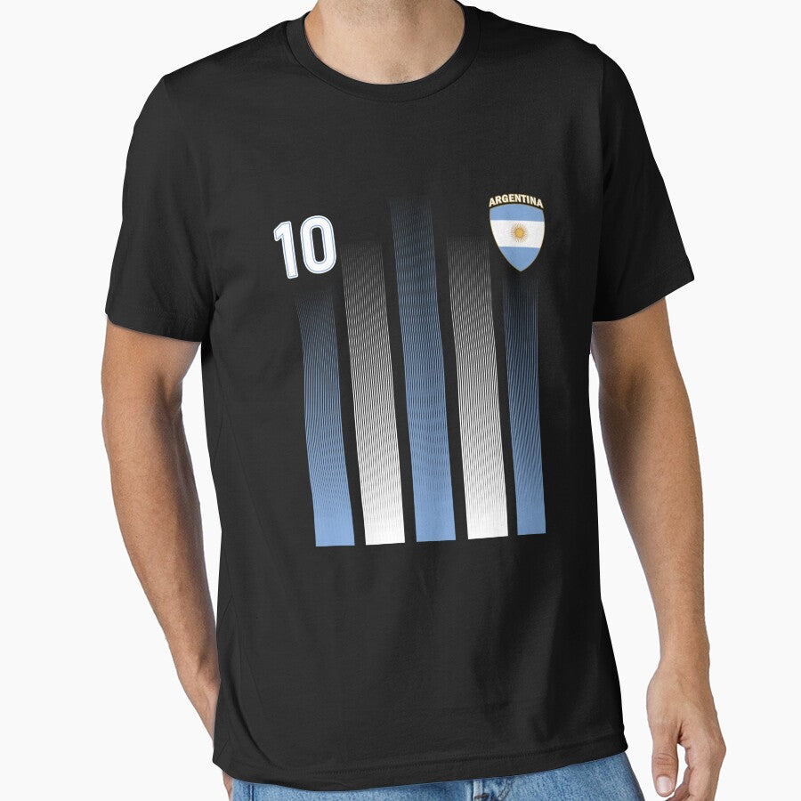 Argentinaian Jersey Argentina Soccer Jersey 10 Football Fan T-Shirt by Knight-Saverin