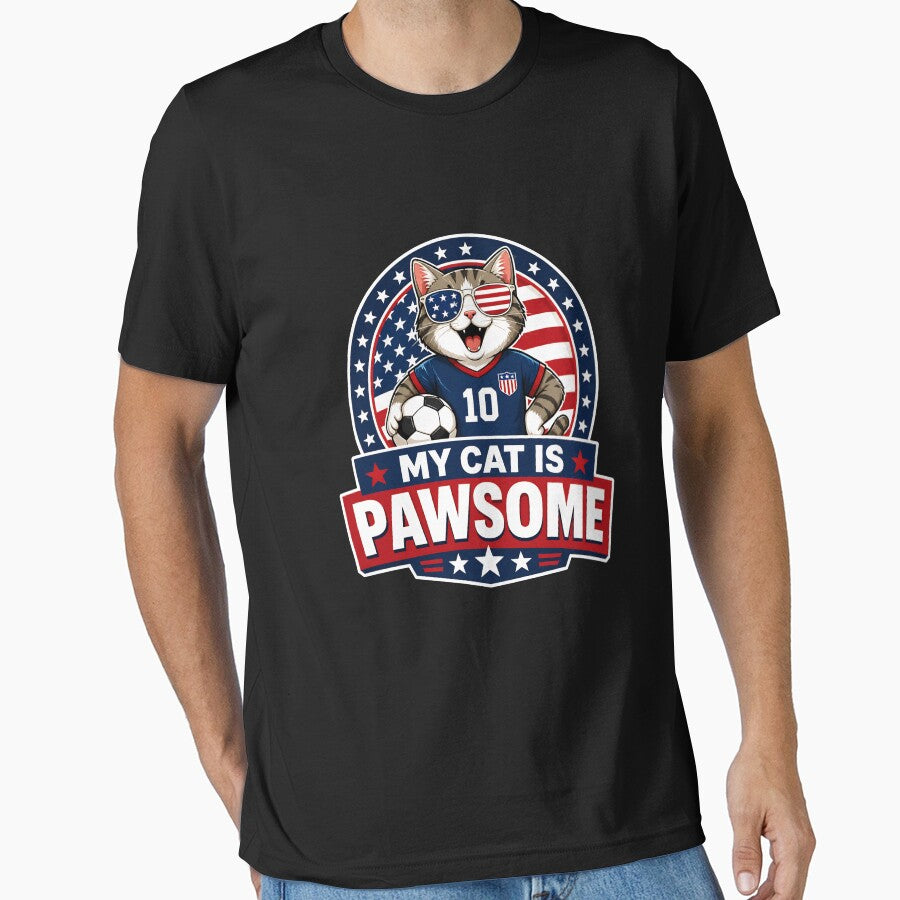 Soccer Cat in Red, White and Blue by MimsTees