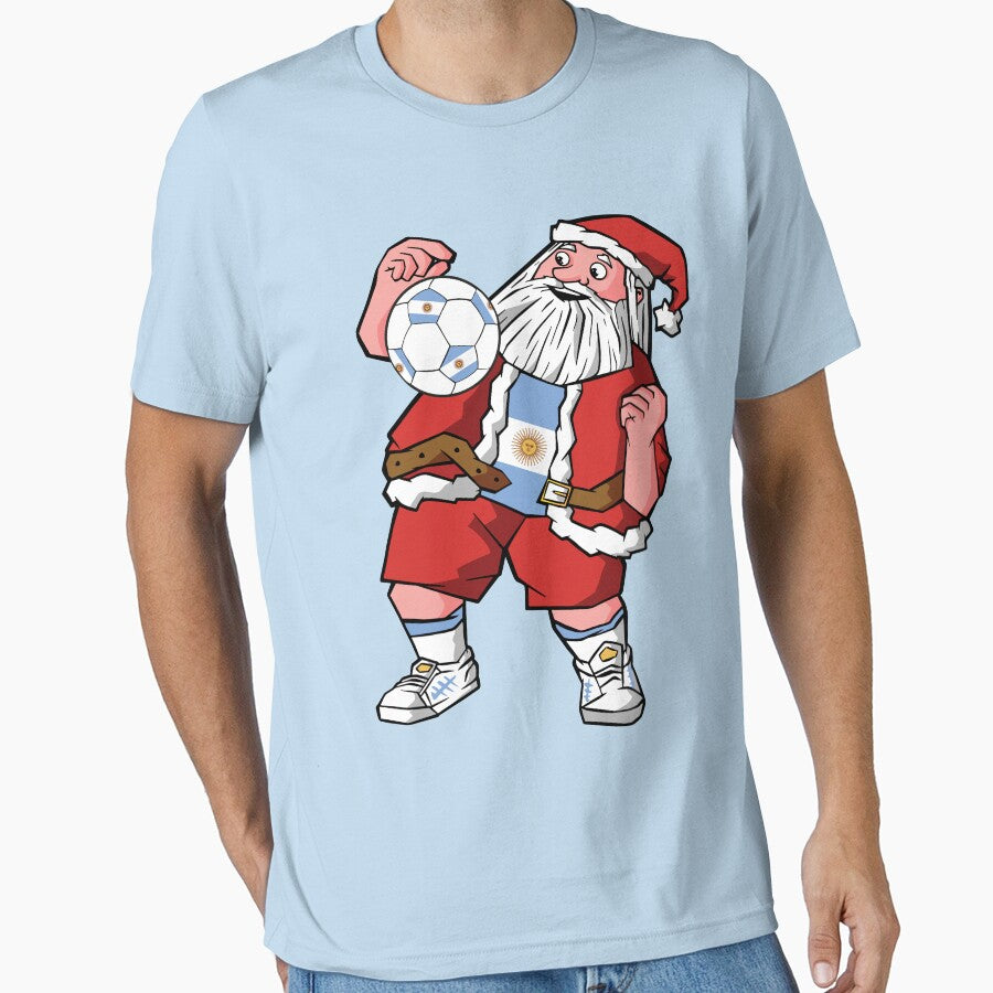 Santa Playing Football Father Christmas Argentina Flag Kids, Mens, Womens. by pipsmerch