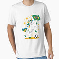 Brazil Flag Unicorn Football Soccer Fan by petrichorsworld